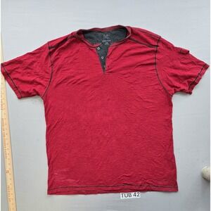 Modern Culture Mens Red Henley Short Sleeve Contrast Stitch Shirt 4XB